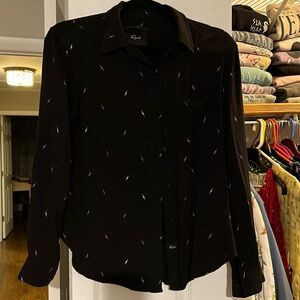 Small Rails black button up with multi colored lightening bolts